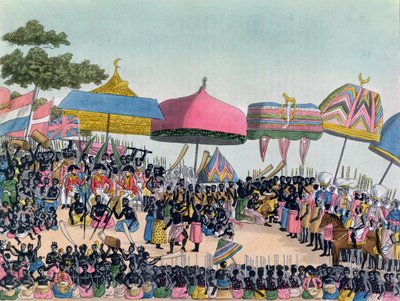 Reception for the English Ambassador Held by the Ashanti at Comassi, Ghana, c.1818, Engraved by A. Biasioli by European School
